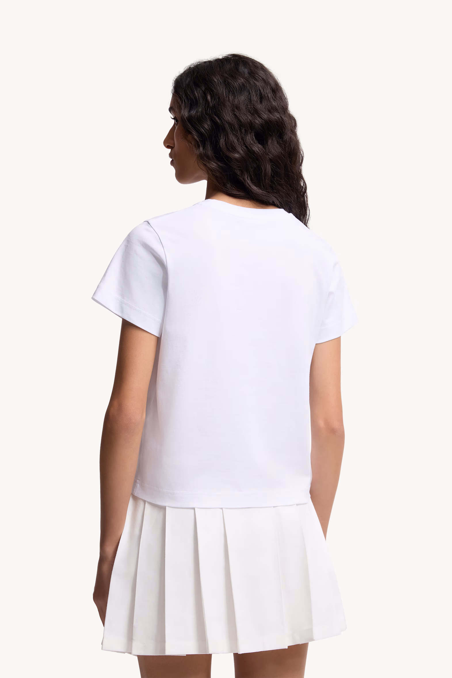 Embroidered Cursive Logo Cotton T-Shirt Women White Moncler 5